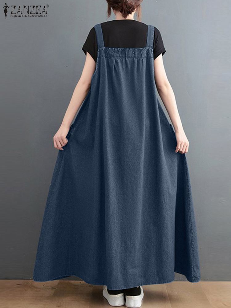 Summer Elegant Overalls Dress Square Collar Sleeveless A-line