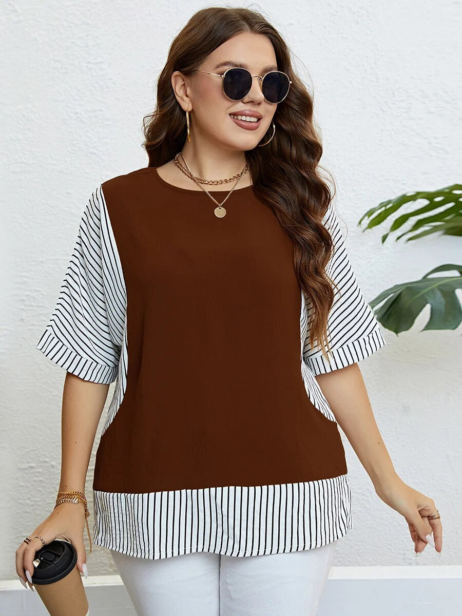 Summer panels plus-size blouses Style