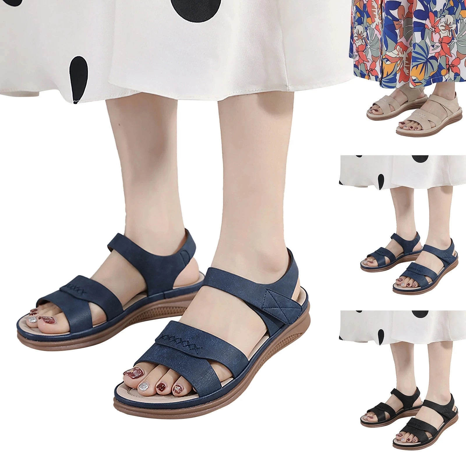 Fashion Hook Loop Casual Open Toe Wedges Shoes Sandals