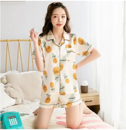 2 Piece Women Set Short Sleeve Pajamas Fashion