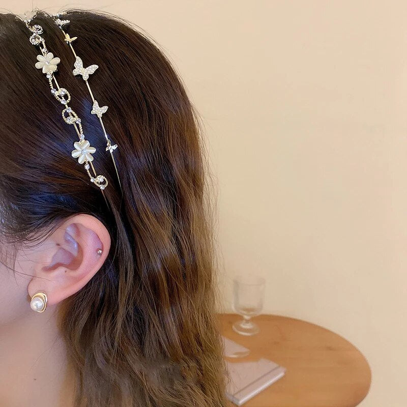 Shiny Rhinestone Flower Bow Hairband