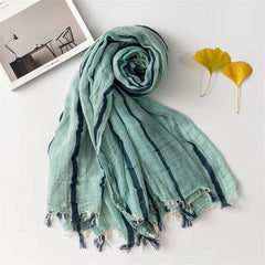 Style Unisex Cotton Linen Scarf Fashion Striped