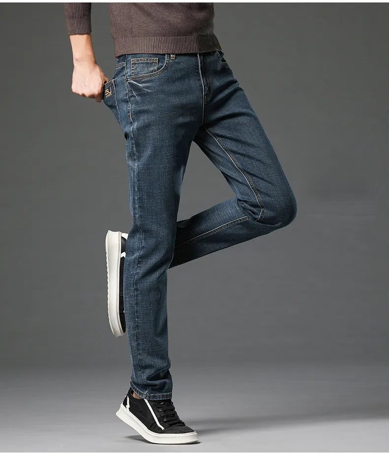 Men's Cotton Stretch Slim Jeans Straight Version Business Fashion