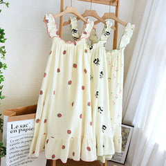 Cotton Crepe Floral Print Pajamas Nightdress Ladies