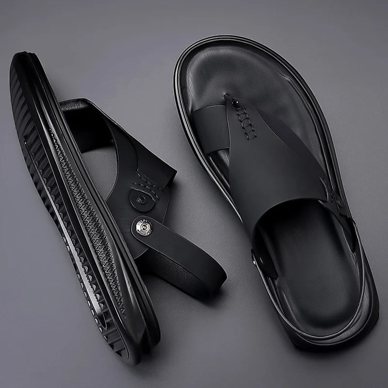 Leather Sandals Fashion Soft Slippers Men Shoes