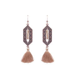 Bohemian Ethnic Brown Tassel Natural Wooden Hanging Earrings