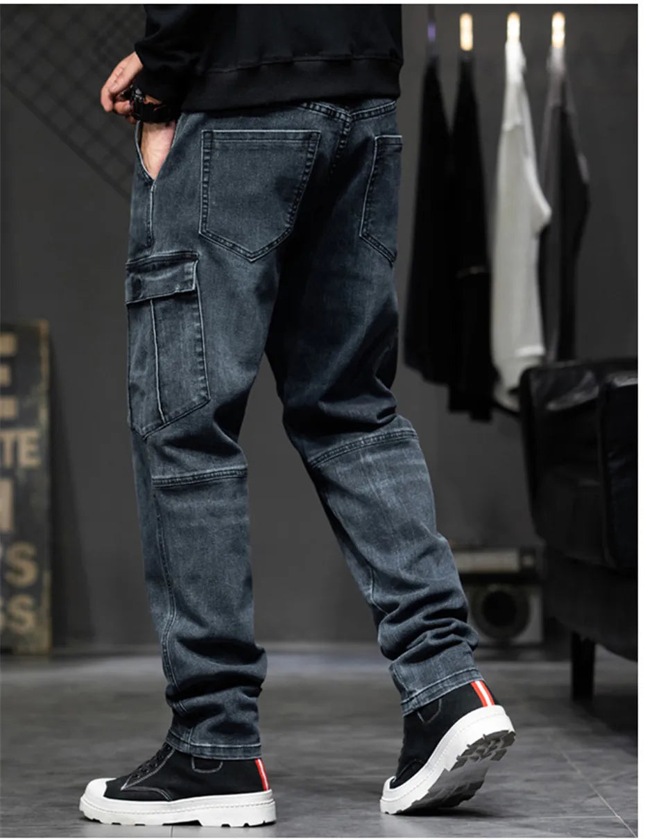 Baggy Jeans Men Plus Size  Denim Pants Fashion Pockets Cargo