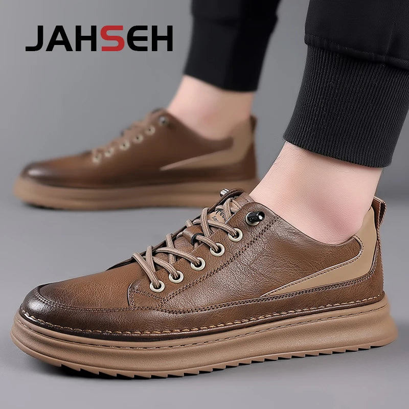 Men Business Leather Casual Flat Shoes For Men Trendy Sneaker