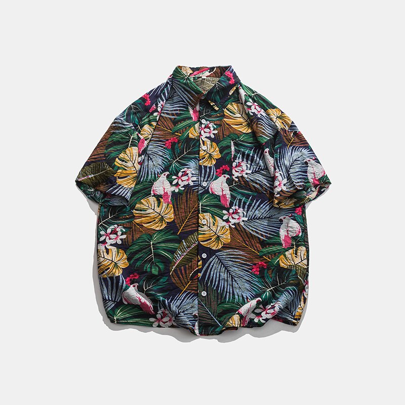 Summer Casual Short Sleeve Shirts Men Floral Shirts