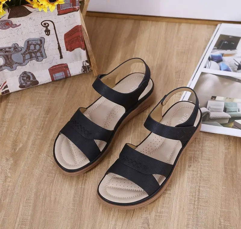 Fashion Hook Loop Casual Open Toe Wedges Shoes Sandals