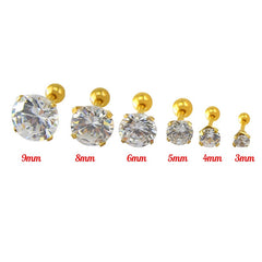 1 piece Stainless steel 4 Prong Zircon Ear Studs Earrings