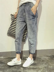 Women's Jeans Style Loose Office Ladies Streetwear Solid Color