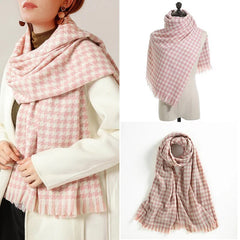 Scarf Wool Solid Color Large Warm Long Size Pleated