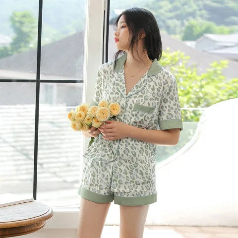 2 Piece Women Set Short Sleeve Pajamas Fashion