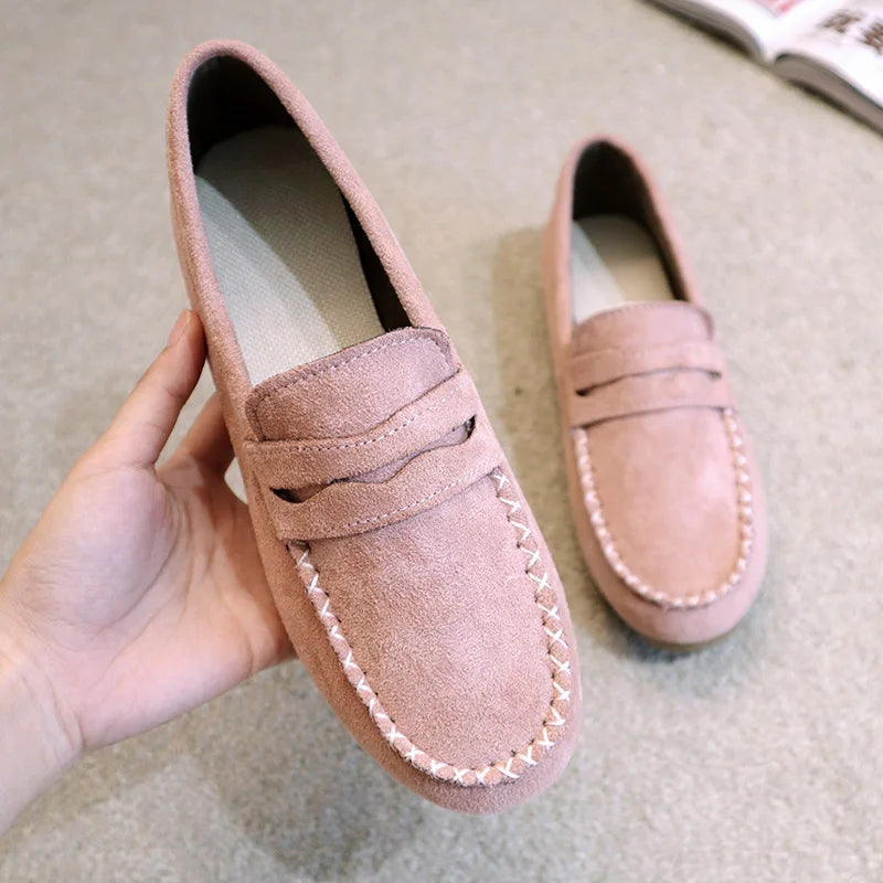 Moccasins Flat Heels Round Toe Slip-on Flats Shoes Loafers