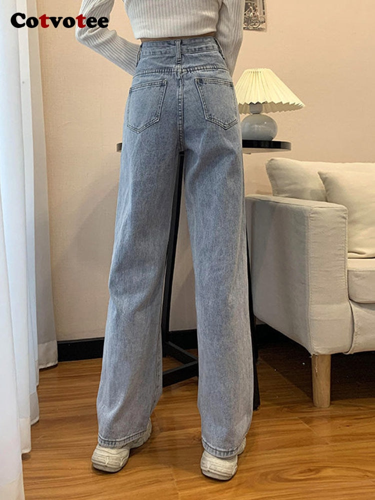 High Waisted Jeans Clothing Straight Leg Denim Pants