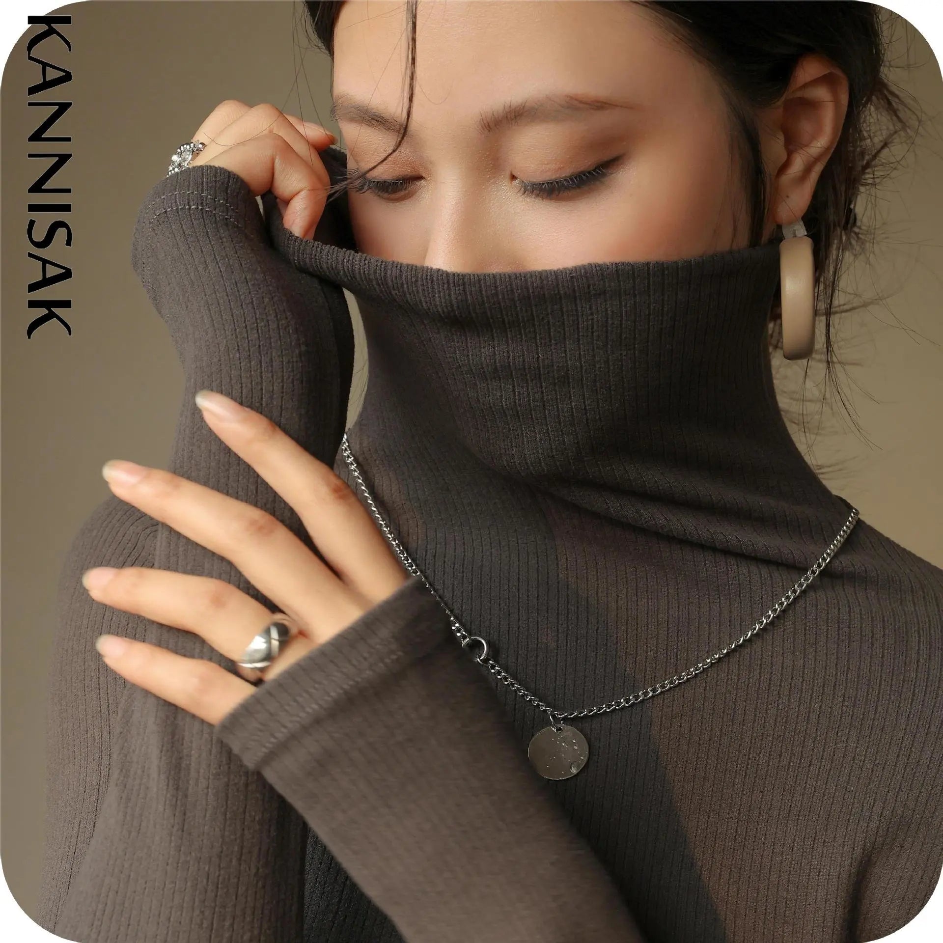 Turtleneck Women T-shirt Long Sleeve Sweater