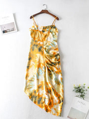 Vintage Tie dye Flower print  Spaghetti Strap Dress