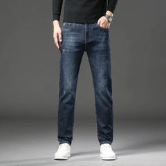 Men's Slim Straight Jeans Business Casual Fashion Scratch Denim Pants