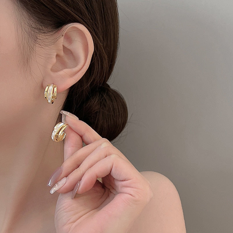 Design Irregular U-shaped Gold Color Earrings