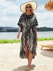 Bikini Cover-ups Retro Striped Clothing Kimono Dress Beach Wear