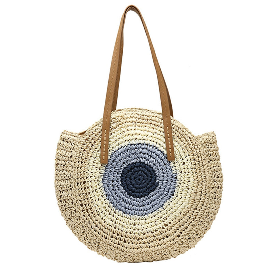 Summer Straw Handbag Handle Large Capacity Woven Straw Bag