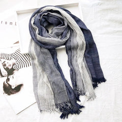 Cotton Linen Men Scarf Fashion Striped Casual