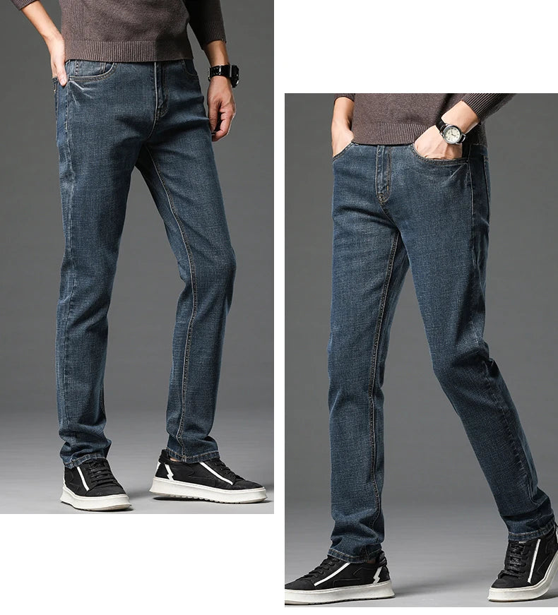 Men's Cotton Stretch Slim Jeans Straight Version Business Fashion