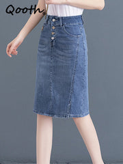 Women S-4XL Oversize Denim Pencil Skirt Vintage Casual High Waist