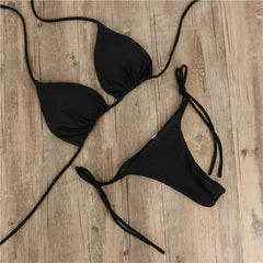 Summer Swimwear Bikini Set Bra Tie Side Beach