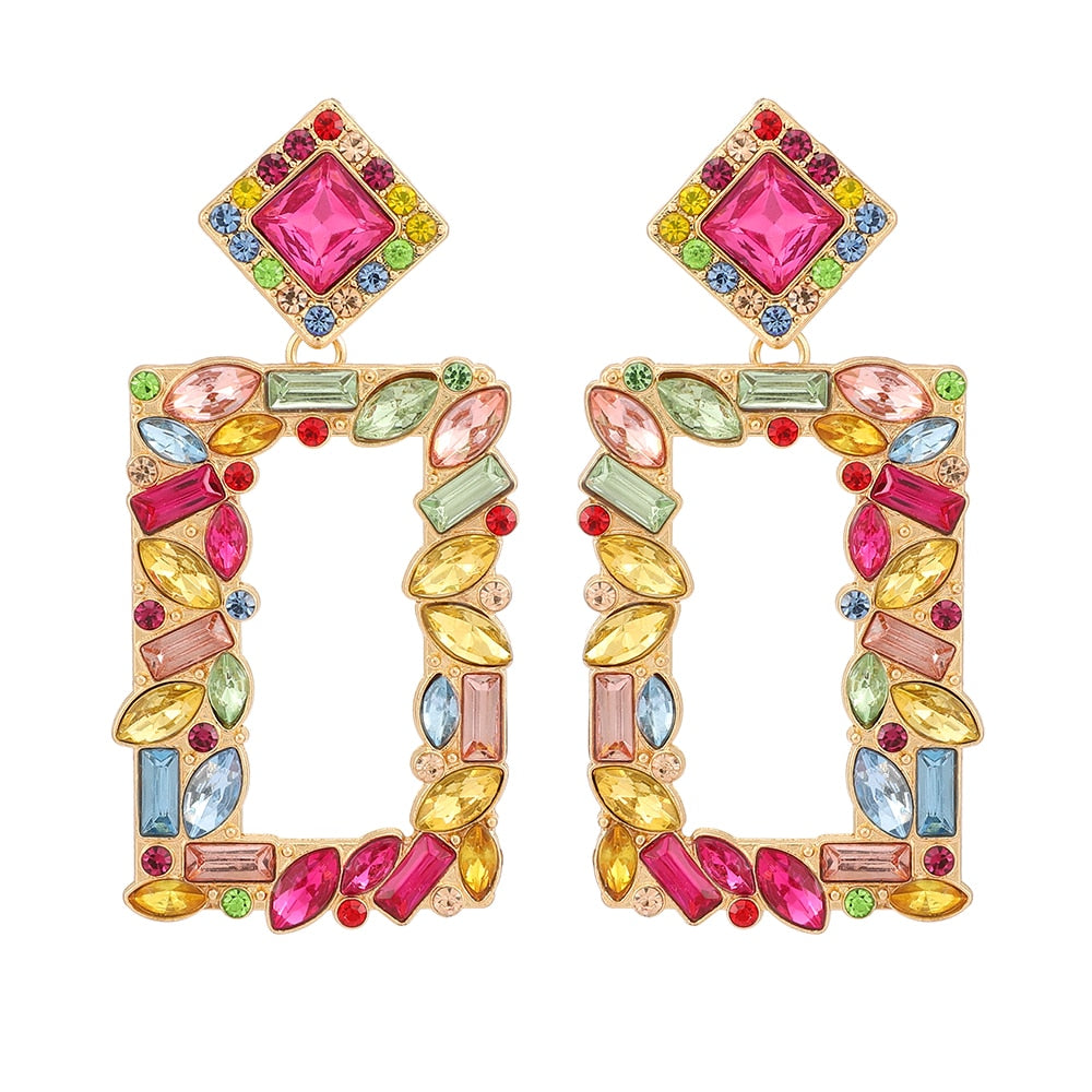 Fashion Boho Multicolor Square Drop Dangle Earrings