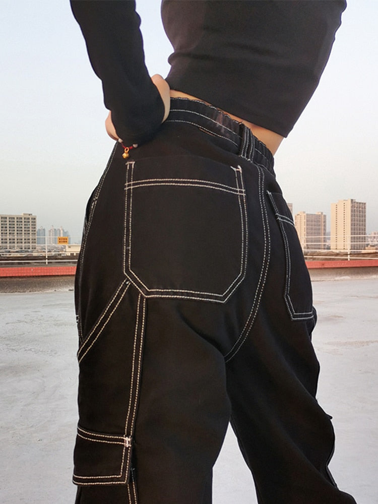 Pockets Patchwork Baggy Jeans Fashion Streetwear