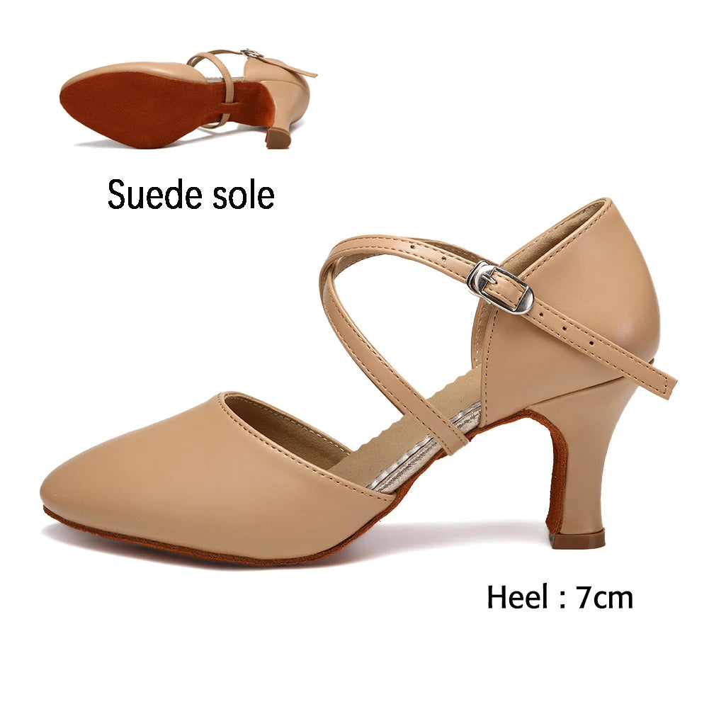 Women Dance Shoes Latin Party Elegant Lace-up Suede Sole