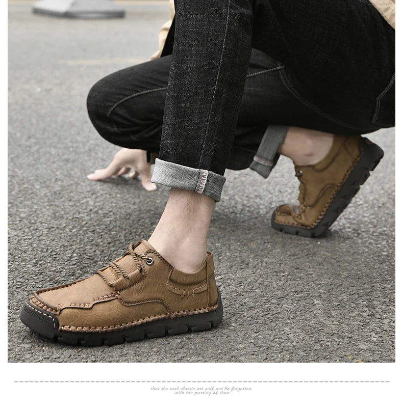 Genuine Leather Men Casual Shoes Trend Lace Up Shoes