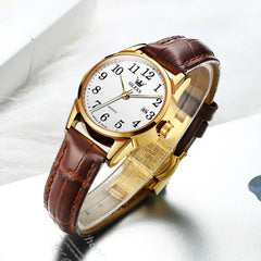 Quartz Watch For Women 50M Leather Strap