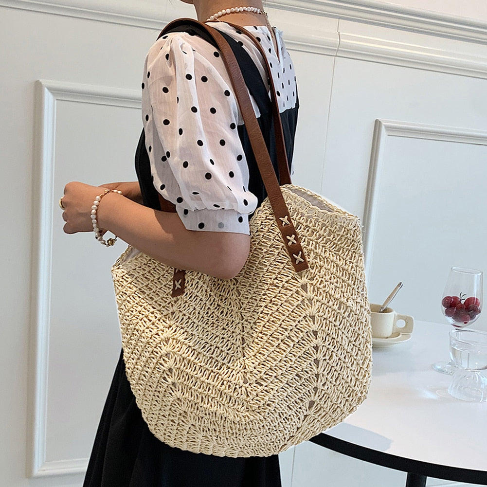 Summer Straw Bags for Shoulder Bags Rattan Woven