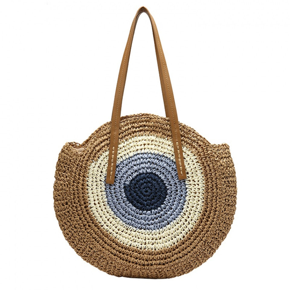 Summer Straw Handbag Handle Large Capacity Woven Straw Bag