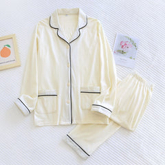 couple pajamas long-sleeved trousers solid color two-piece set