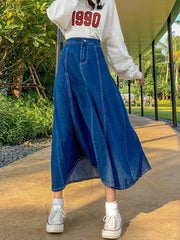 Maxi Long Skirts Women Casual High Waisted Jean Skirt