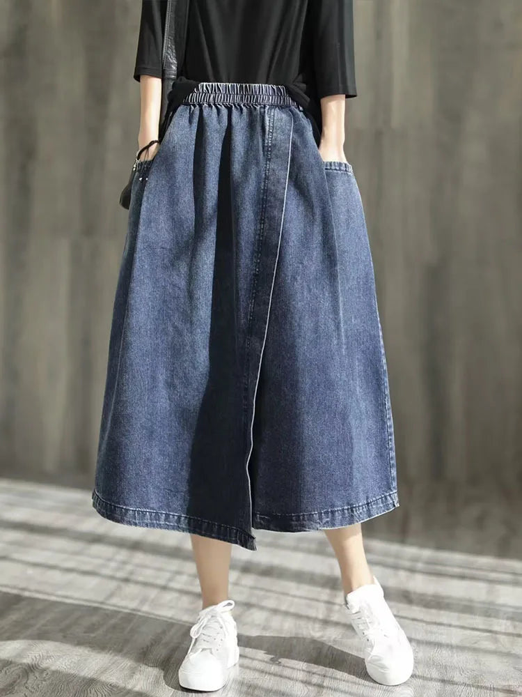 Streetwear Fashion Vintage Loose Denim Skirts Classic Clothing