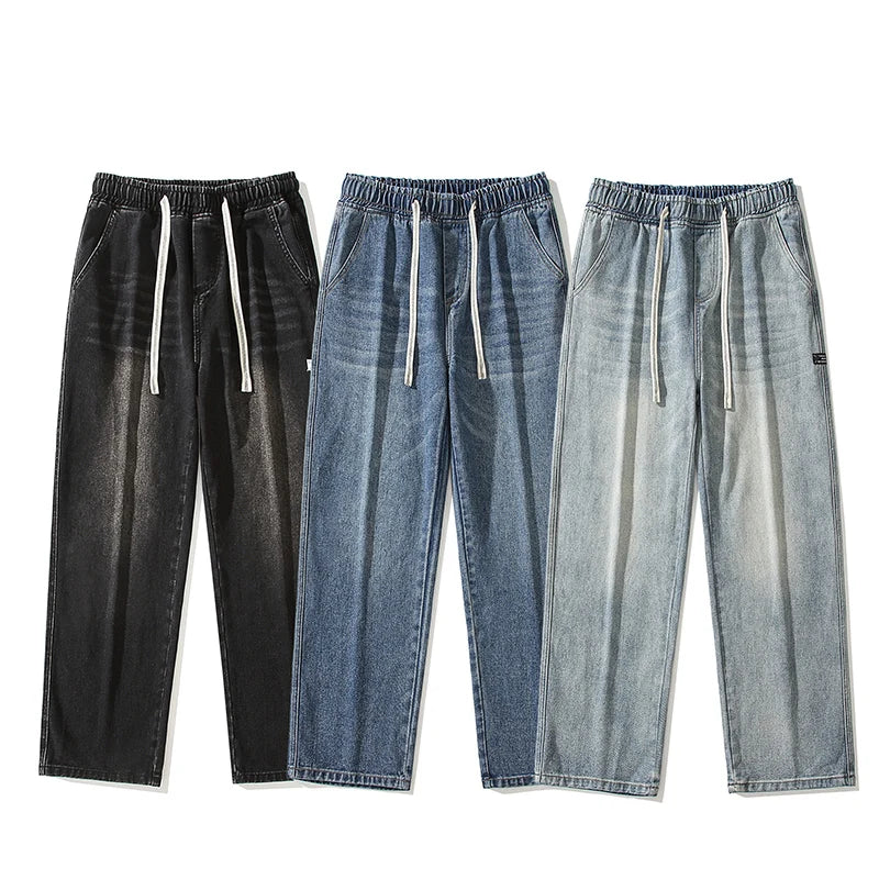 Men's Baggy Wide Leg Jeans Fashion Streetwear Vintage Washed