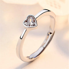 2Pcs/sets Zircon Heart Matching Couple Rings Set