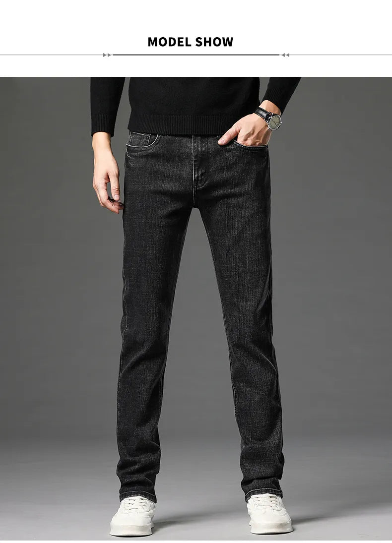 Men's Cotton Stretch Slim Jeans Straight Version Business Fashion