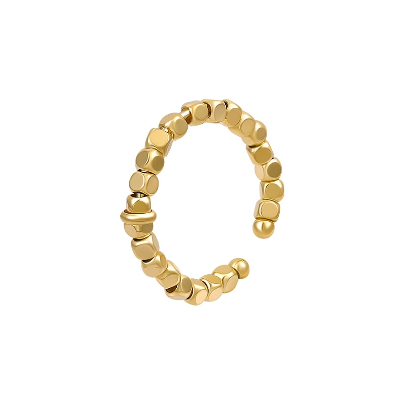 Simple Polygon Small Particle String Gold Color Open Rings