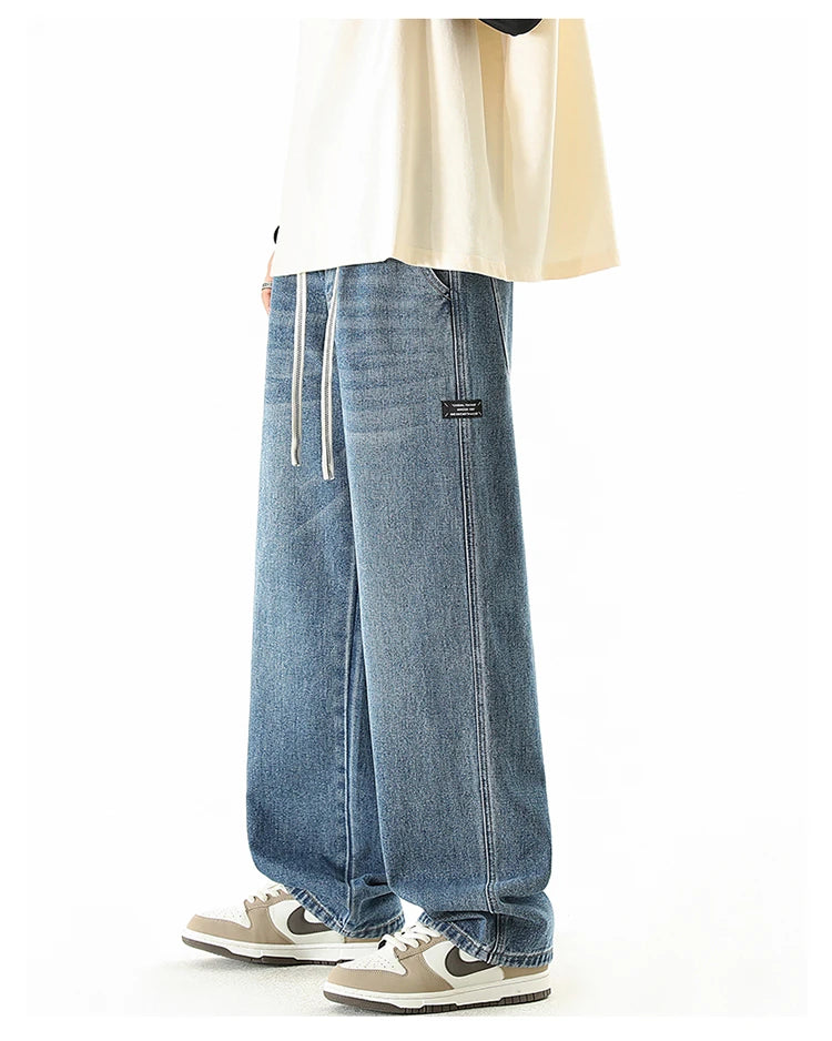 Men's Baggy Wide Leg Jeans Fashion Streetwear Vintage Washed