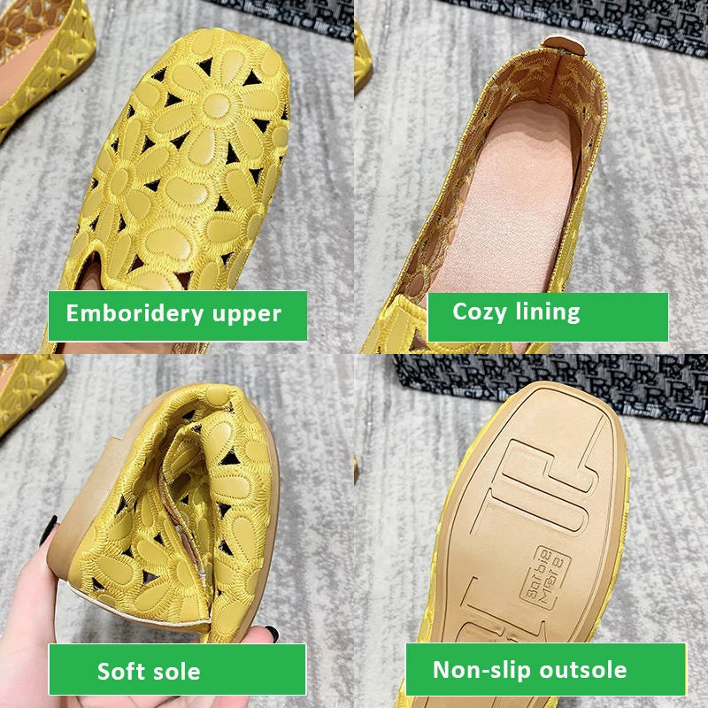 Square Toe Embroidery Designer Shoes Loafers