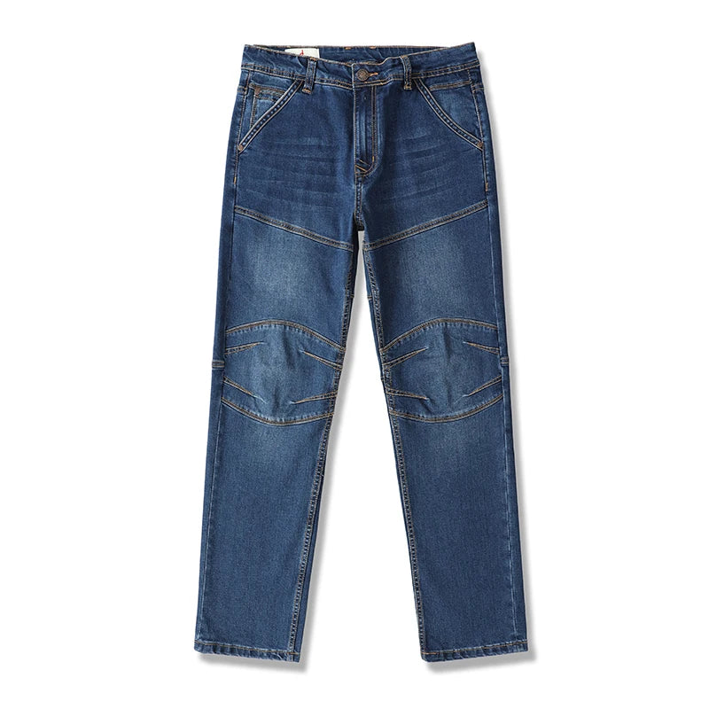 Cotton Stretch Stitching Jeans Classic Casual Men's Straight Loose Denim Pants