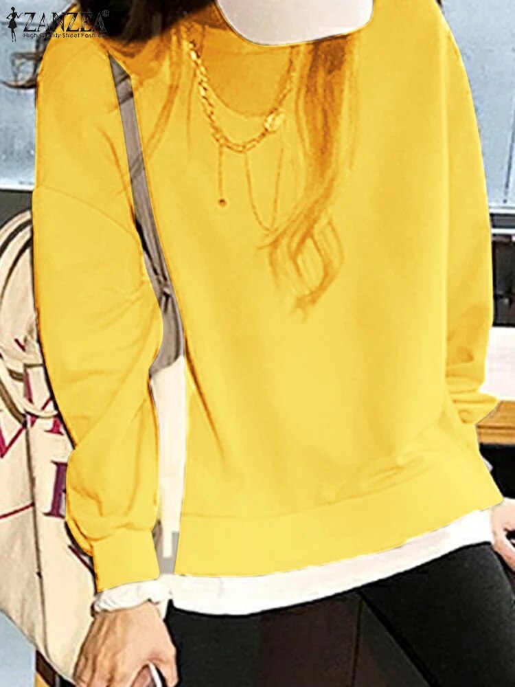 Women Pullover Shoulder Sweatshirts o Solid Color Hoodies