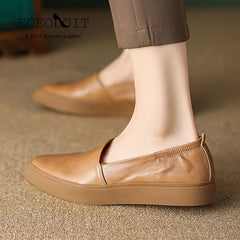 Pointed Toe Loafers Casual Shoes Leather Flat Heel Slip-on