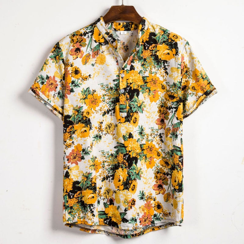 Summer Short Sleeve Floral Hawaiian Shirt